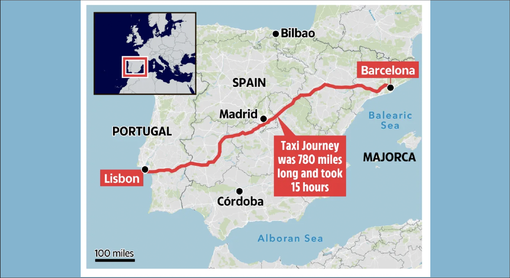 CABBIE SCAMMED OUT OF £4,500 AFTER 780 MILE JOURNEY FROM LISBON TO BARCELONA