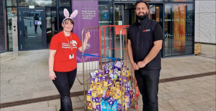 FALKIRK FIRM GOES THE EXTRA MILE FOR CHILDRENS HOSPITAL AND DROPS OFF 150 EASTER EGGS