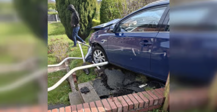 RESIDENTS RELIEVED NO ONE KILLED AFTER PHV SMASHES INTO ROTHERHAM GARDEN