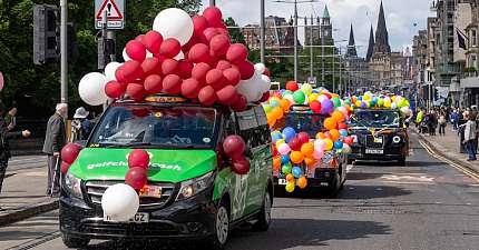 JOY AND WATER FIGHTS AS 78TH EDINBURGH TAXI DRIVERS OUTING WELCOMES HUNDREDS OF CHILDREN