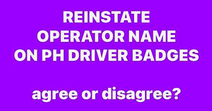 REINSTATE OPERATOR NAME ON PRIVATE HIRE DRIVER BADGES