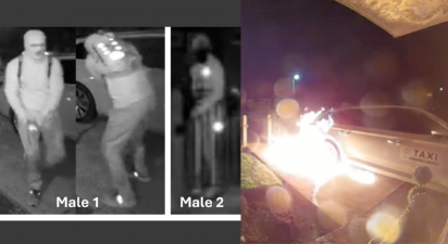 POLICE LAUNCH HUNT AFTER TAXI SET ABLAZE ON CARLISLE DRIVEWAY